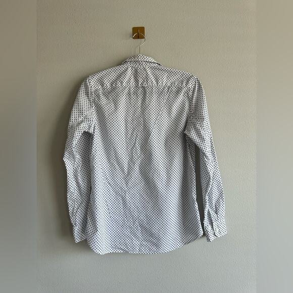 Gap Polka Dot Button-Up Shirt – White Black 100% Cotton Fitted Boyfriend Size M - Picture 5 of 7